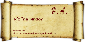 Héra Andor névjegykártya